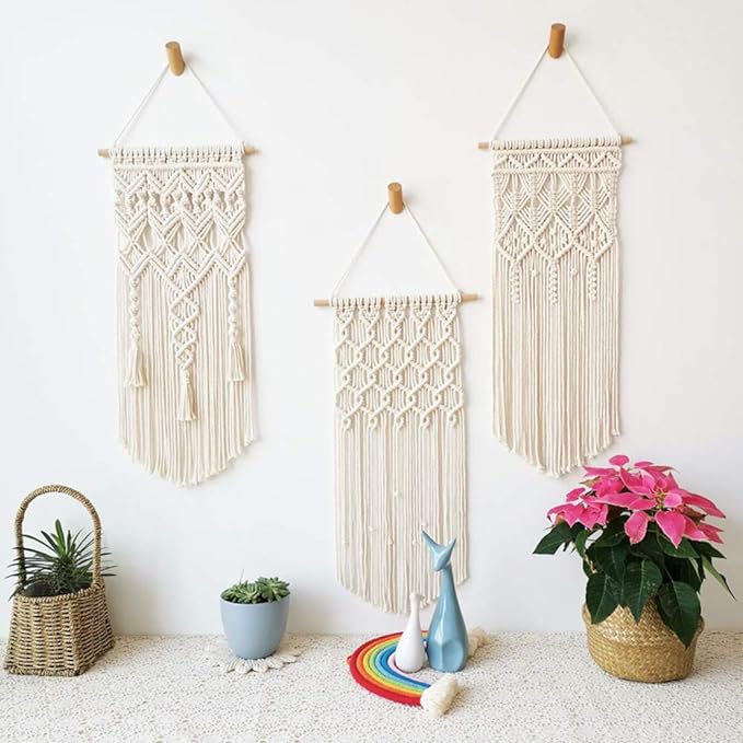 120pcs macrame kits for beginners 3mm x 220yards natural cotton macrame cord wall hanging kit, best macrame supplies for macrame plant hanger with wooden beads,wooden rings,wooden sticks,s hooks