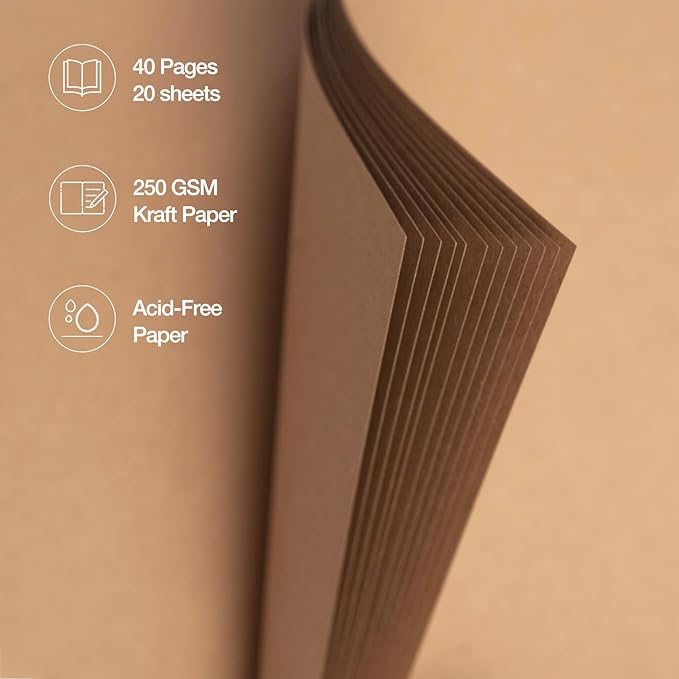 potricher 8 x 8 Inch DIY Scrapbook Album 40 Pages Hardcover Kraft Paper Scrap Book Photo Albums Memory Book for Wedding and Anniversary Family (Yellow, 8 Inch)