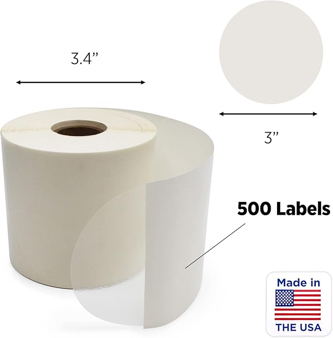 chromalabel 3 inch clear round wafer seals, 500 per roll