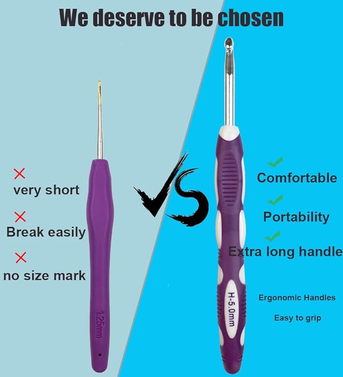 Weabetfu Latest Set of 27 PCS Crochet Hooks Set with Crochet Case Ergonomic Crochet Hook Needles for Arthritic Hands,Standard US Size 2mm-10mm