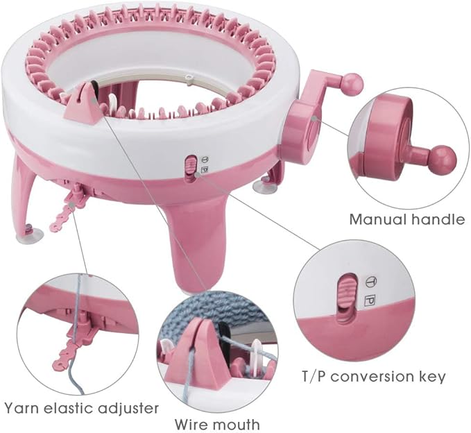 Knitting Machine, 40 Needles Smart Weaving Loom Knitting Round Loom, Knitting Board Rotating Double Knit Loom Machine, DIY Knitting Loom Machines Weaving Loom Kit for Adults