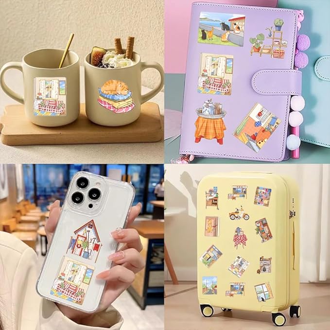 50Pcs Vintage Stickers,Scrapbooking Supplies Kit Aesthetic Decorative Craft Sticker for Planner, Bullet Journaling, Junk Journal, Water Bottles, Laptop, Retro Crafts.Scene