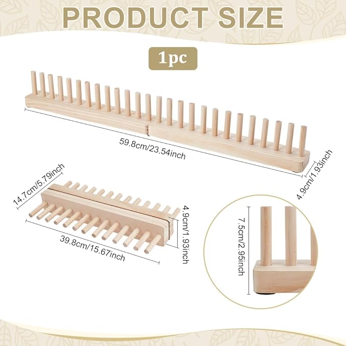 PH PandaHall Wooden Knitting Loom Chunky Blanket Kit Foldable Knitting Board Yarn Crochet Loom Portable Wood Looms Frame for Blankets Weaving DIY Hand Yarn Crafts Beginners Gifts Home Decor