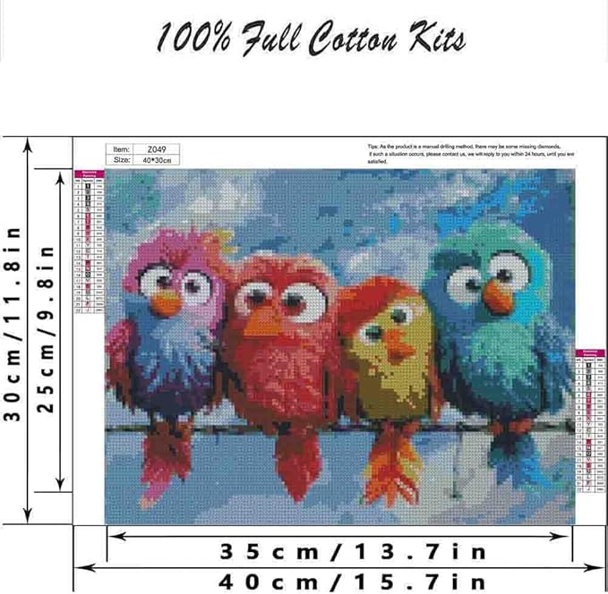 bird cross stitch kits for adults beginner,counted cross stitch kits printed stitching cute patterns dimensions needlepoint art crafts embroidery kits for adults beginners (15.7x11.8 inch)