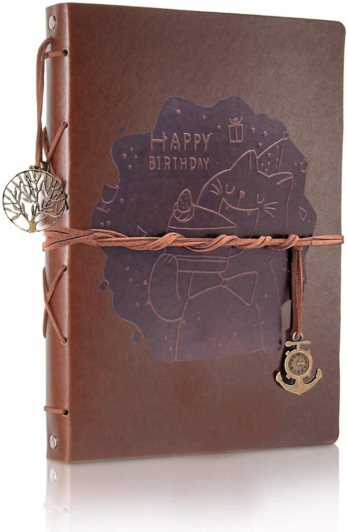 ThxMadam Leather Scrapbook Album 60 Pages Vintage Love Photo Album,11 * 8.1 Inch Scrapbook for Couples-DIY Memory Book,Birthday/Wedding Guest Book Gift for Anniversary Mother's Day