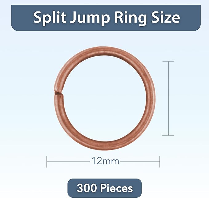 Mandala Crafts Assorted Antique Copper Color Jump Rings Jewelry Findings Metal O Rings for Jewelry Making Supplies - 300 12mm Small Open Jump Rings Kit for Necklace Earring