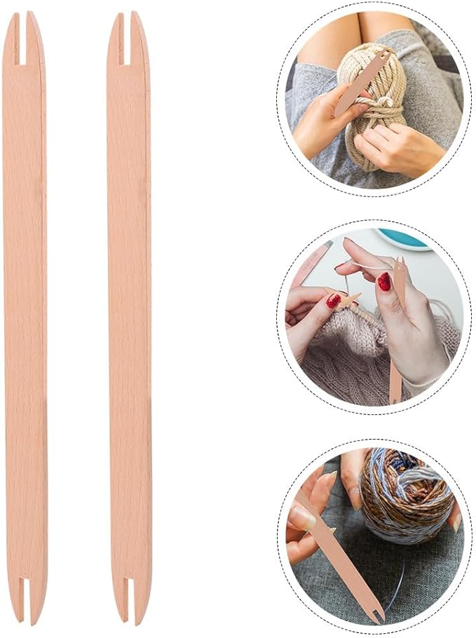EXCEART 2 Pcs Wooden Weaving Shuttle Beech Wood DIY Weaving Tool Sweater Scarf Tapestry Sticks Crochet Hook Tools for Knitted Crafts Accessories