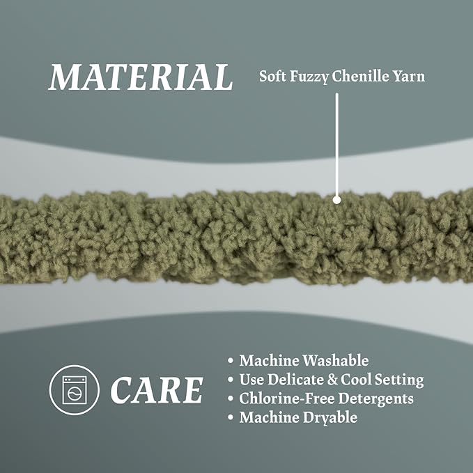 Super Soft Chunky Chenille Yarn – 8 Skeins × 8 oz (25 Yards Each) Jumbo Bulky Yarn for Crochet & Hand Knitting Blankets, Sweaters, Cushions, DIY Projects (Sage Green)