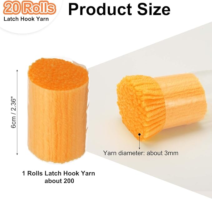 PATIKIL 20 Rolls Latch Hook Yarn, Latch Hook Kit Precut Rugs Yarn Making Crochet Bundles for Rug Adults Beginners Tapestry DIY Craft, Gold