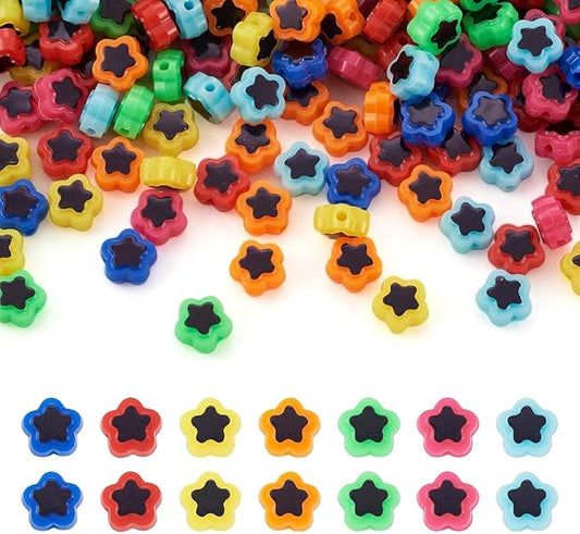 FASHEWELRY 420Pcs Acrylic Star Beads Colored Kawaii Star Pony Beads Bulk Rainbow Cute Bracelet Loose Beads for DIY Craft Necklace Jewelry Making