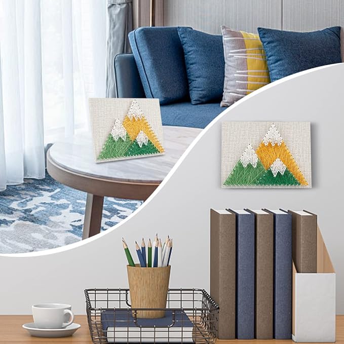 WEBEEDY 3D String Art Kit for Adults Beginners, DIY Mountain String Craft Kit, Include All Necessary Accessories and Frame, Christmas Home Wall Decorations Unique Gift