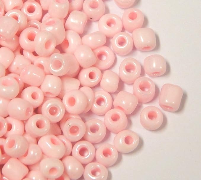 Perlin Glass Seed Beads 4mm 6/0 Round 1100pcs Mini Small Pony Spacer Beads Kit for Jewelry Making Earrings Bracelets Pendants Waist DIY Handmade (Pink Opaque)
