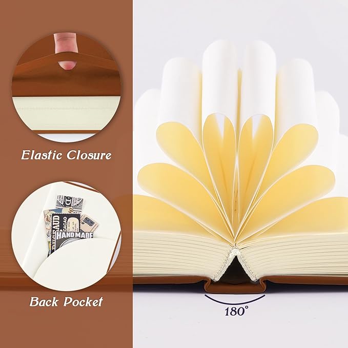 Mix Media Pad,3.5"x5.5" Small Hardcover Leather Art Sketchbook,105 GSM 200 Sheets/400 Pages Acid Free Artistic Painting Drawing Sketching Writing Paper, Handy Pocket Journal Notebook.Brown