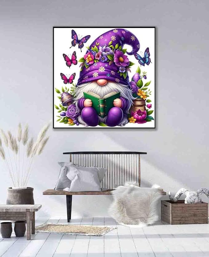 gnome stamped cross stitch kits for adults beginner,butterfly counted cross stitch kits printed stitching cute patterns dimensions needlepoint art crafts embroidery kits for adults beginners