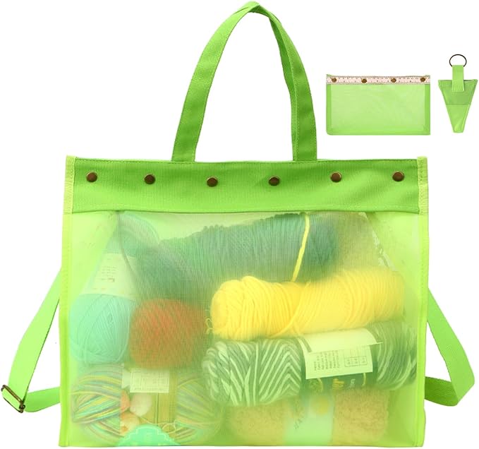 Knitting Bag Large Yarn Storage Organizer,Crochet Bags and Totes,Yarn Bags for Crocheting,Crochet Storage Bags for Crochet Hooks,Knitting Needles,Knit Bags for Crochet Lovers,Mother's Day Gift(Green)