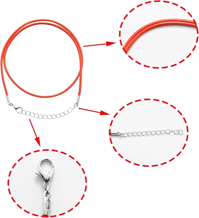 10 Pcs 2.0mm Leather Necklace Cords with Clasp,Waxed Cords,Necklace Ropes for Pendants and Jewelry Making(Orange)