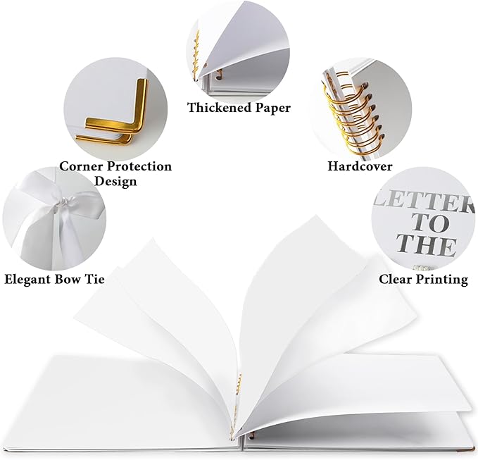 Letters to The Bride Scrapbook - 12.2 Inch Large Wedding Guest Book with PU Leather Cover - DIY Memory Book Kit for Bridal Shower Gift and Anniversary - Personalized Vow Journal with Stickers