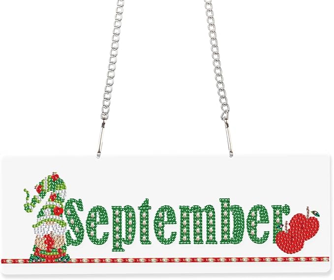 LazyFold Diamond Painting Kits Hanging Pendants,DIY Crystal Rhinestone Kits, Colored Imitation Art Point Crystal Diamond Art Window Pendants Home Garden Wall Door Birthday Festival Gifts (September)