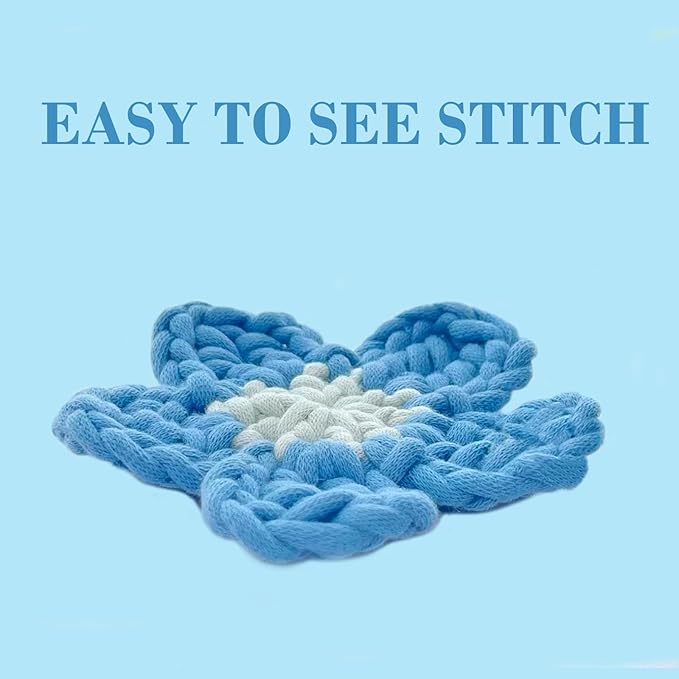 Hot Pink Yarn for Crocheting and Knitting Cotton Crochet Knitting Yarn for Beginners with Easy-to-See Stitches Easy Yarn for Beginners Crochet Kit(3x50g)