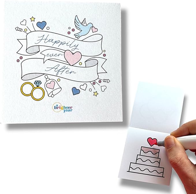 A Brighter Year The Original Adult Mini Coloring Book - Happily Ever After Edition - 3” x 3” Pocket Size, 50 Pages, Lay Flat Binding, Thick Paper, No Bleeding - Wedding Favor, Shower Gift, Travel