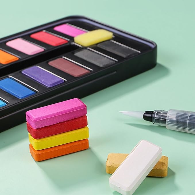 RGBMIX Watercolor Coloring Book for Adults Stress Relief Foldable Painting Pad with 24-Color Paint (Flower and Bird)