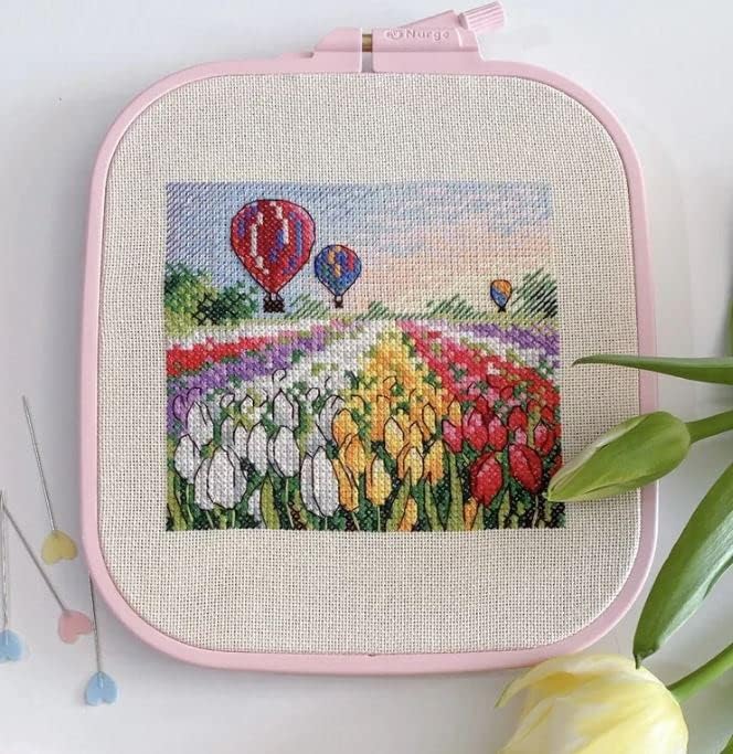 nurge square embroidery hoop - plastic cross stitch frame for needlepoint & embroidery - adjustable craft hoop - pink - no:4 (large)