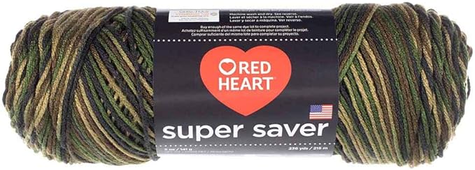 Craft County Size 4 (Medium) 100% Acrylic Fiber Yarn – Variety of Color and Pattern Options – for Crochet, Knitting, and Weaving (Camo)