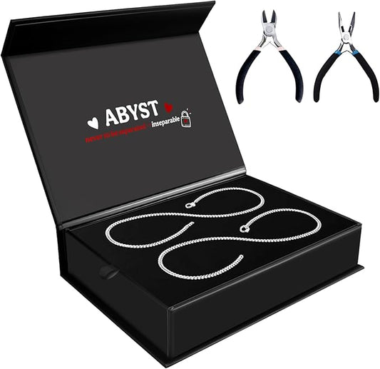 ABYST Permanent Bracelet Kit for Couples - DIY Sterling Forever Bracelets Making Set with Silver Plated Chains - Romantic Infinity Jewelry for Anniversary (Silver)