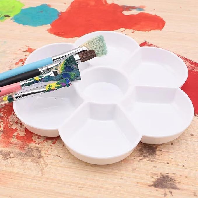 2 Pcs Watercolor Paint Palette Tray Water Color Palletes Washable Paint Ceramic Paint Palette Porcelain Watercolor Palette for Artist Watercolor Painting Palettes and Palette Cups（White）