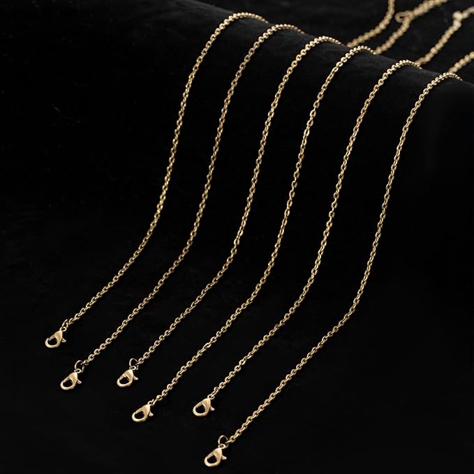 lemonkey 24 pack necklace chains bulk,bronze plated diy cable link chains for jewelry making 20 inches
