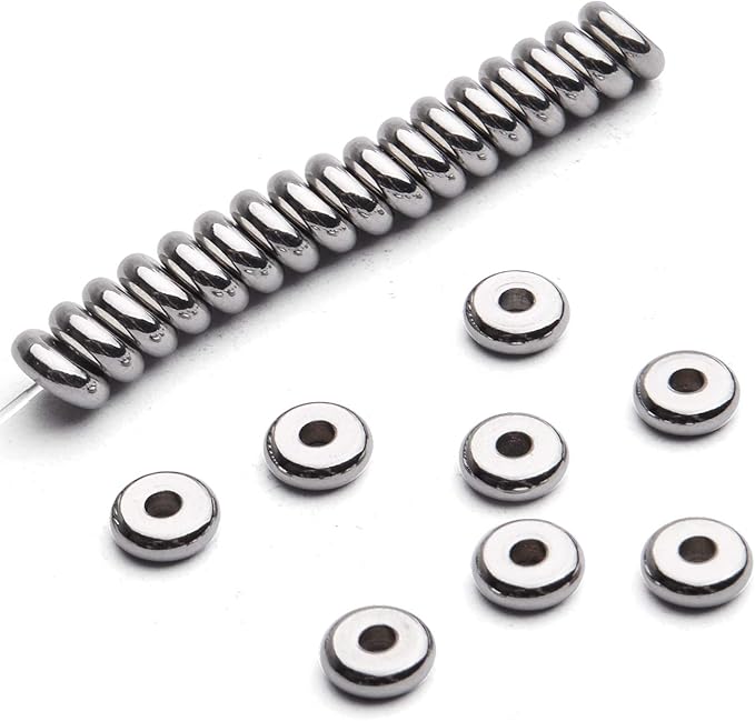 Rondelle Spacer Beads, 100pcs Stainless Steel Disc Rondelle Slices, 6x2mm