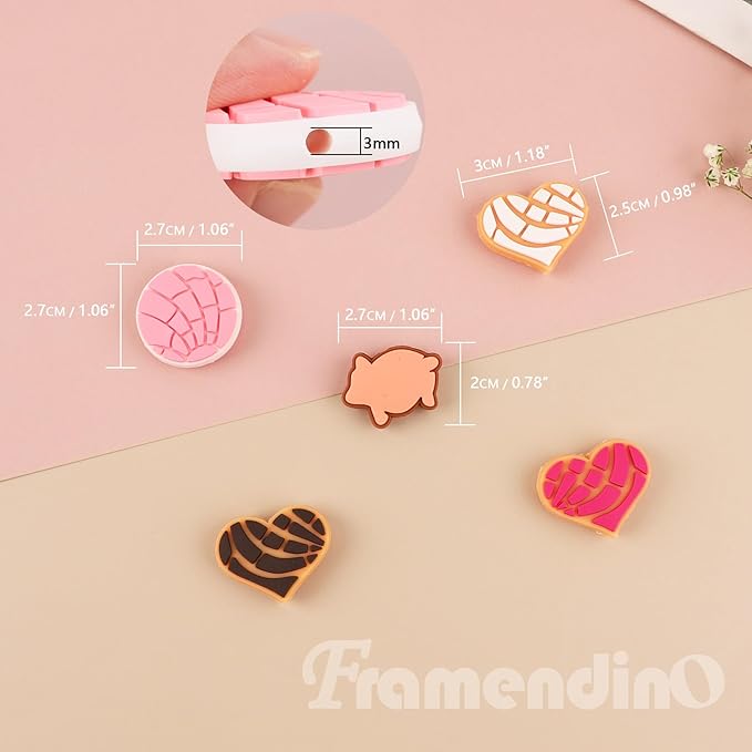 Framendino, 20 Pack Concha Silicone Focal Beads 5 Style for DIY Keychains Bracelet Necklace Earing Pens Jewelry