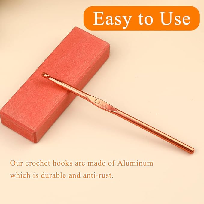 5.5mm Aluminum Crochet Hook, Smooth Crochet Needles, Knitting Needles for Yarn Craft, Great Handmade DIY Present for Friends, Random Color
