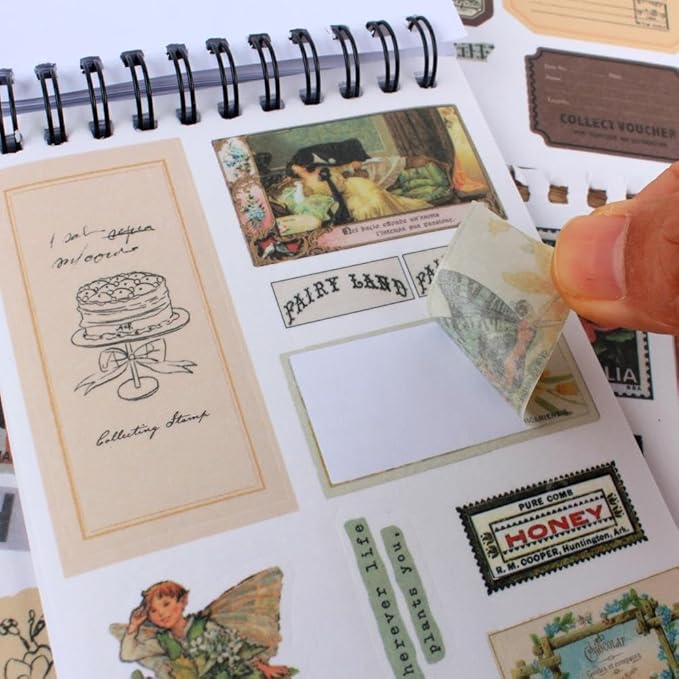 532PCS Vintage Stickers for Scrapbooking, 50 Sheets Precut Washi Stickers Book for Journaling, Scrap Book Ephemera for Junk Journal Supplies, Scrapbooking, Bujo, Collage, Crafts Arts