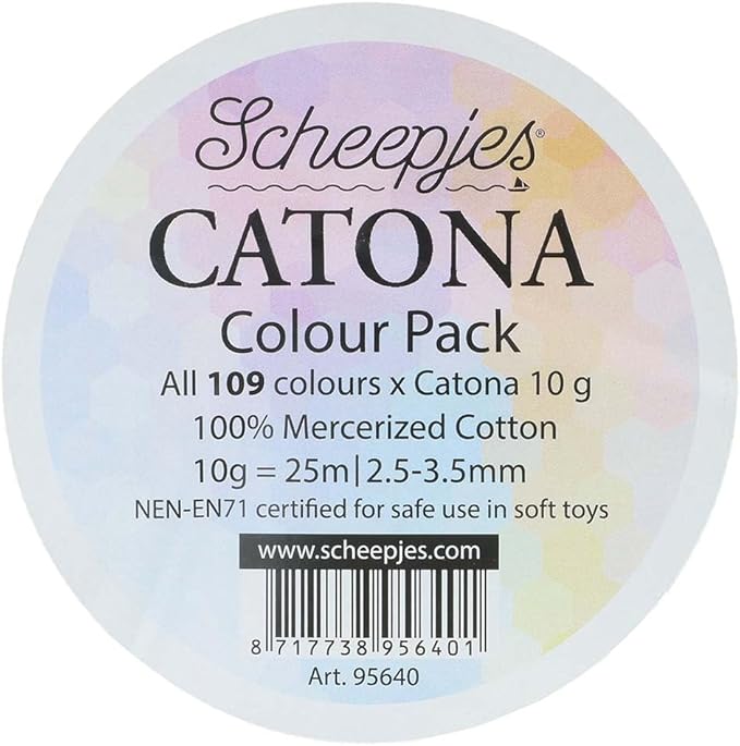 Scheepjes Catona Color Pack, 109 Mini Skeins (10 g Each) Mercerized Cotton Assortment