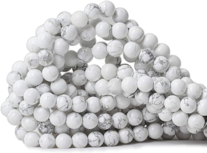 cheavian 8mm 45pcs natural white howlite gemstone round loose stone beads for jewelry making diy crafts design 1 strand 15"