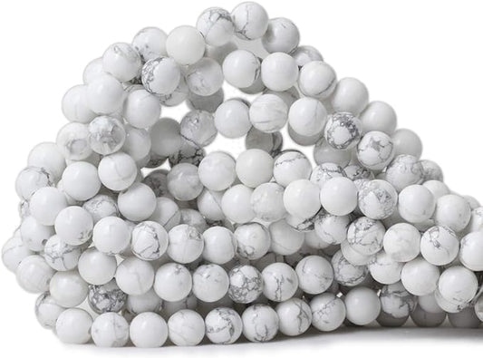 cheavian 8mm 45pcs natural white howlite gemstone round loose stone beads for jewelry making diy crafts design 1 strand 15"