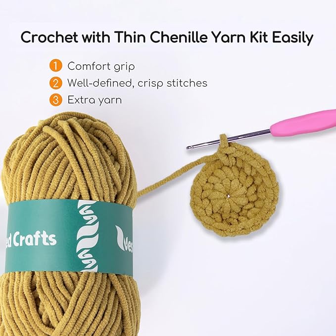 NestledCrafts Crochet Animal Kit for Beginners, Crochet Starter Kit with Step-by-Step Video Tutorials, Learn to Crochet Kits for Kids and Adults, Squirrel