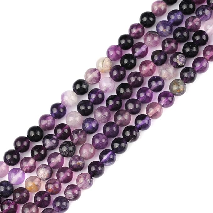 10mm Natural Purple Fluorite Gemstone Round Loose Beads Crystal Stone Bracelet Necklace Accessories Crafts for Jewelry Making DIY,1 Strand 15"