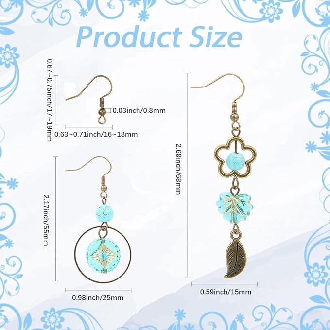SUNNYCLUE 10 Pairs Baroque Earrings for Women Vintage Earrings for Women Trendy 2025 Acrylic Antique Bronze Tibetan Style Retro Turquoise Gemstone Bohemian Boho Jewelry Set Christmas Wedding Gift DIY