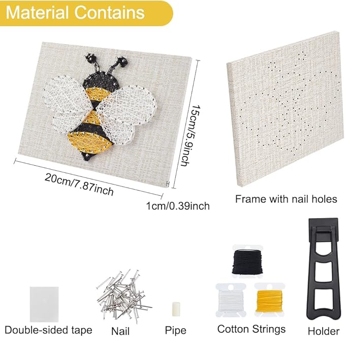 WEBEEDY 3D String Art Kit for Adults Beginners, DIY Bee String Craft Kit, Include All Necessary Accessories and Frame, Christmas Mother's Day Home Wall Decorations Unique Women Gift