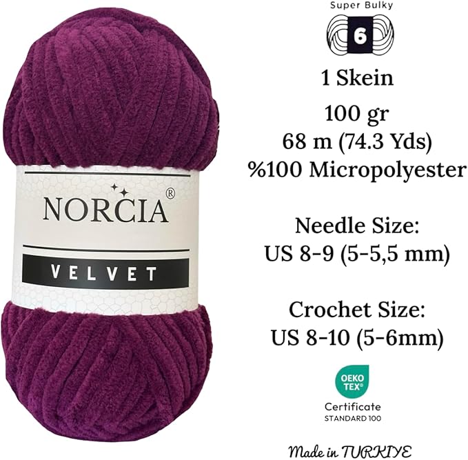 Soft Velvet Yarn Chenille Yarn for Crocheting Super Bulky 100g (74.3 yds) Baby Blanket Yarn for Knitting Amigurumi Yarn