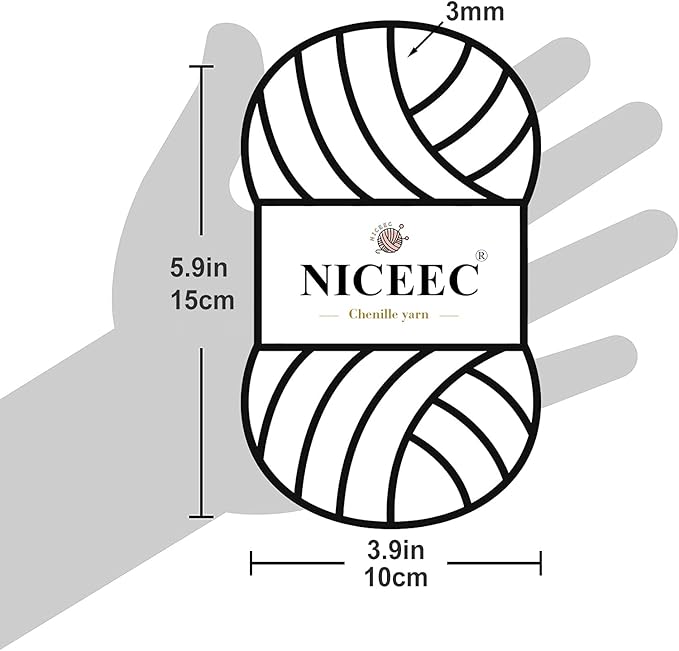 NICEEC 2 Skeins Soft Chenille Yarn Blanket Yarn for Knitting Fancy Yarn for Crochet Weaving DIY Craft Total Length 2×255m (2×279yds, 2×150g)_Army Green
