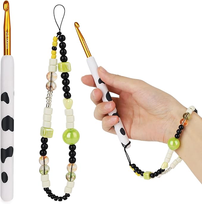 Coopay Crochet Hooks, Crochet Hook with Soft Polymer Clay Handle and Attached Bracelet - Stylish & Practical - 6.0mm (J-10)