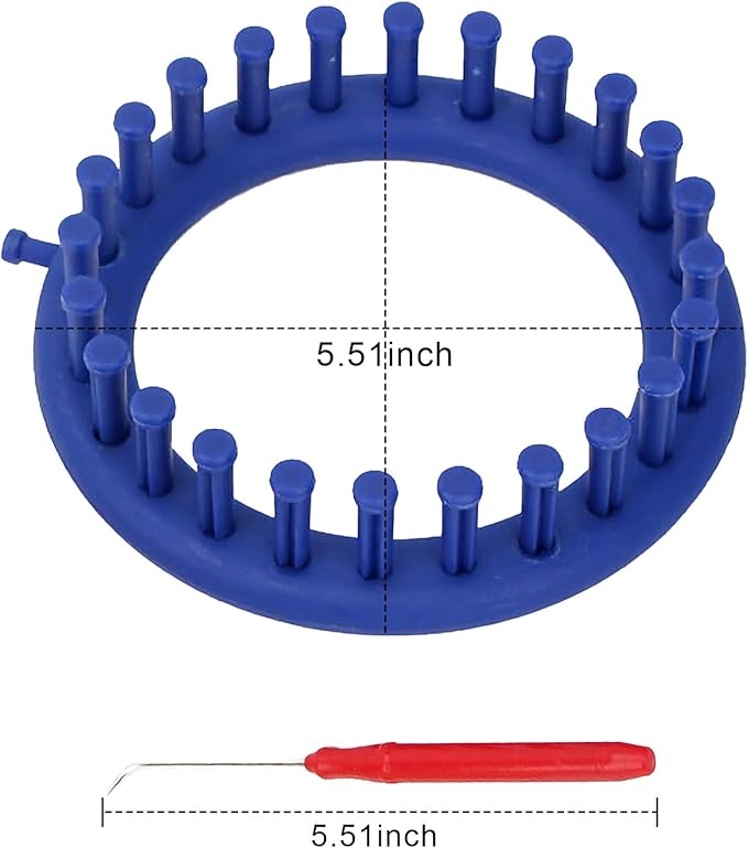 Round Plastic Knit Quick Knitting Set,DIY Crochet Handmade Craft kit, with Crochet Hook and Needle, Suitable for Beginners and Knitting Lovers (Blue)