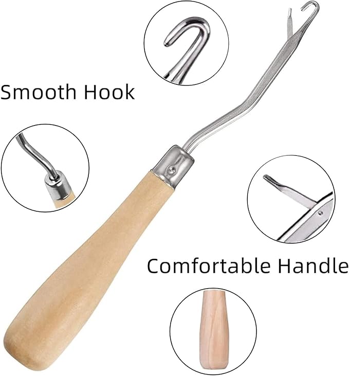 5Pcs/Sets Bent Latch Hook Crochet Hooks Hair Braiding Tools Dreadlocks Different Sizes Crocheting Weaving Needles for Hair Braiding, Rug Making and Art Crafts