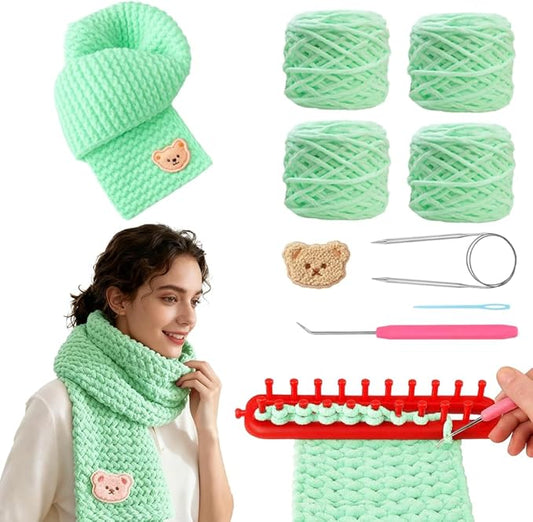 yarniss knitting loom kits for beginner, scarf knitting kits with yarn & tools, learn to crochet kit with step by step tutorial