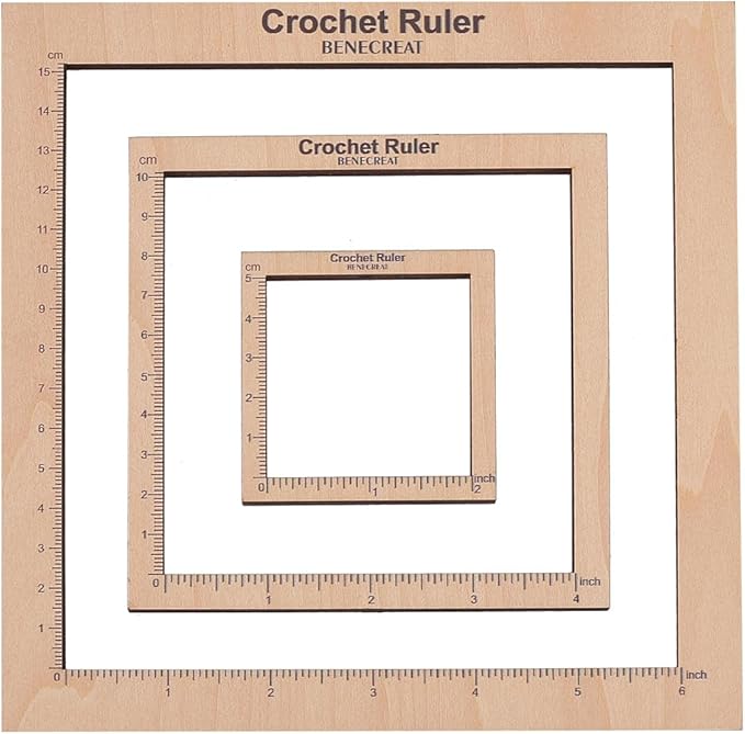 BENECREAT 3 Styles Crochet Ruler Square Ruler Knitting 2" 4" 6" Guide Knitting Tool Sewing Measure Tailor Ruler for Measuring Crochet Accessories