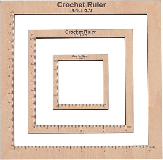 BENECREAT 3 Styles Crochet Ruler Square Ruler Knitting 2" 4" 6" Guide Knitting Tool Sewing Measure Tailor Ruler for Measuring Crochet Accessories
