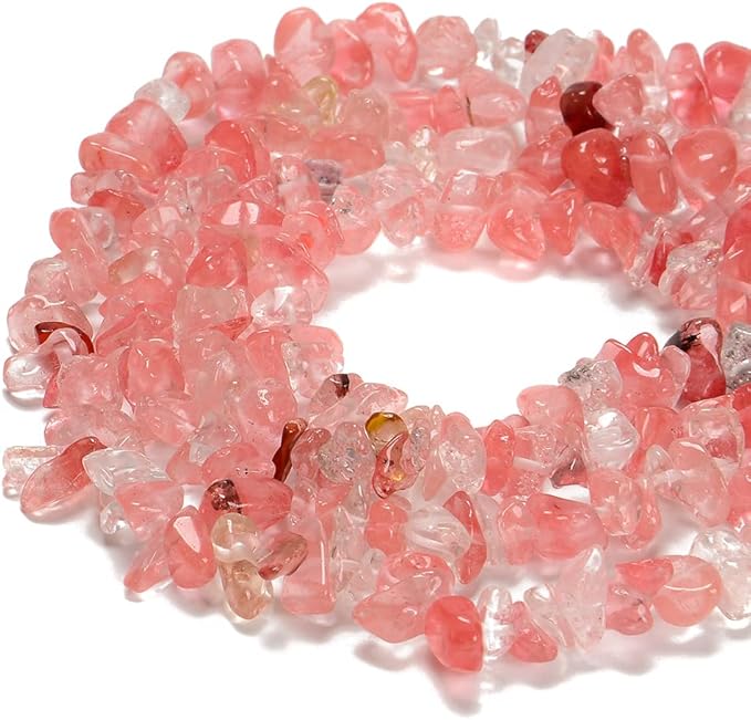 7-8mm Natural Cherry Quartz Gemstone Chips Beads Healing Crystals Waist Bracelets Necklace Kit Irregular Stone DIY Crafts Design Jewelry Making